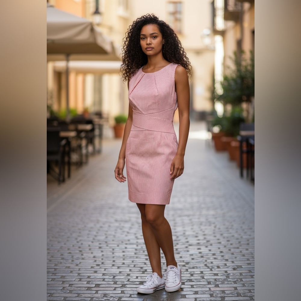 Elegant Pink Striped Mini Dress